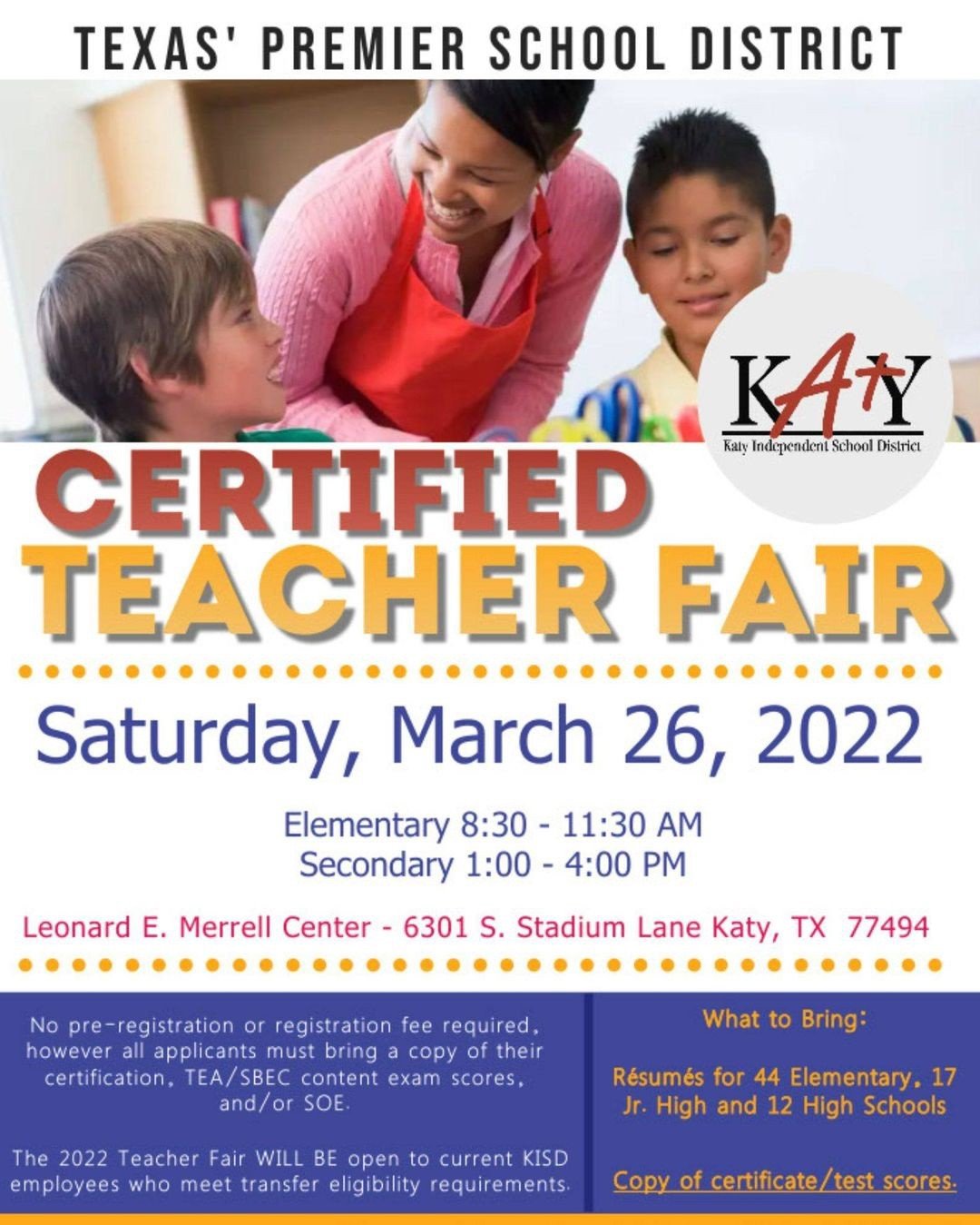 Katy ISD Certified Teacher Job Fair